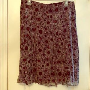 AK Anne Klein Silk Print Skirt